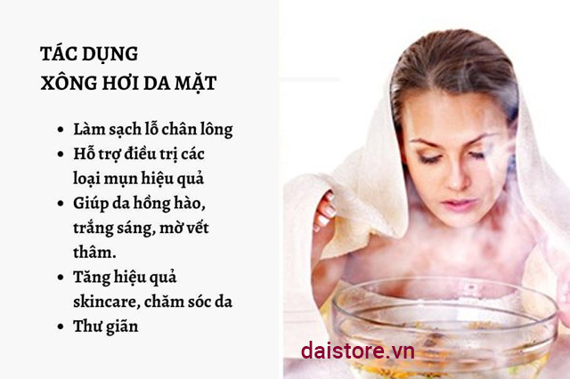 tác dụng xông hơi da mặt, chăm sóc da mụn